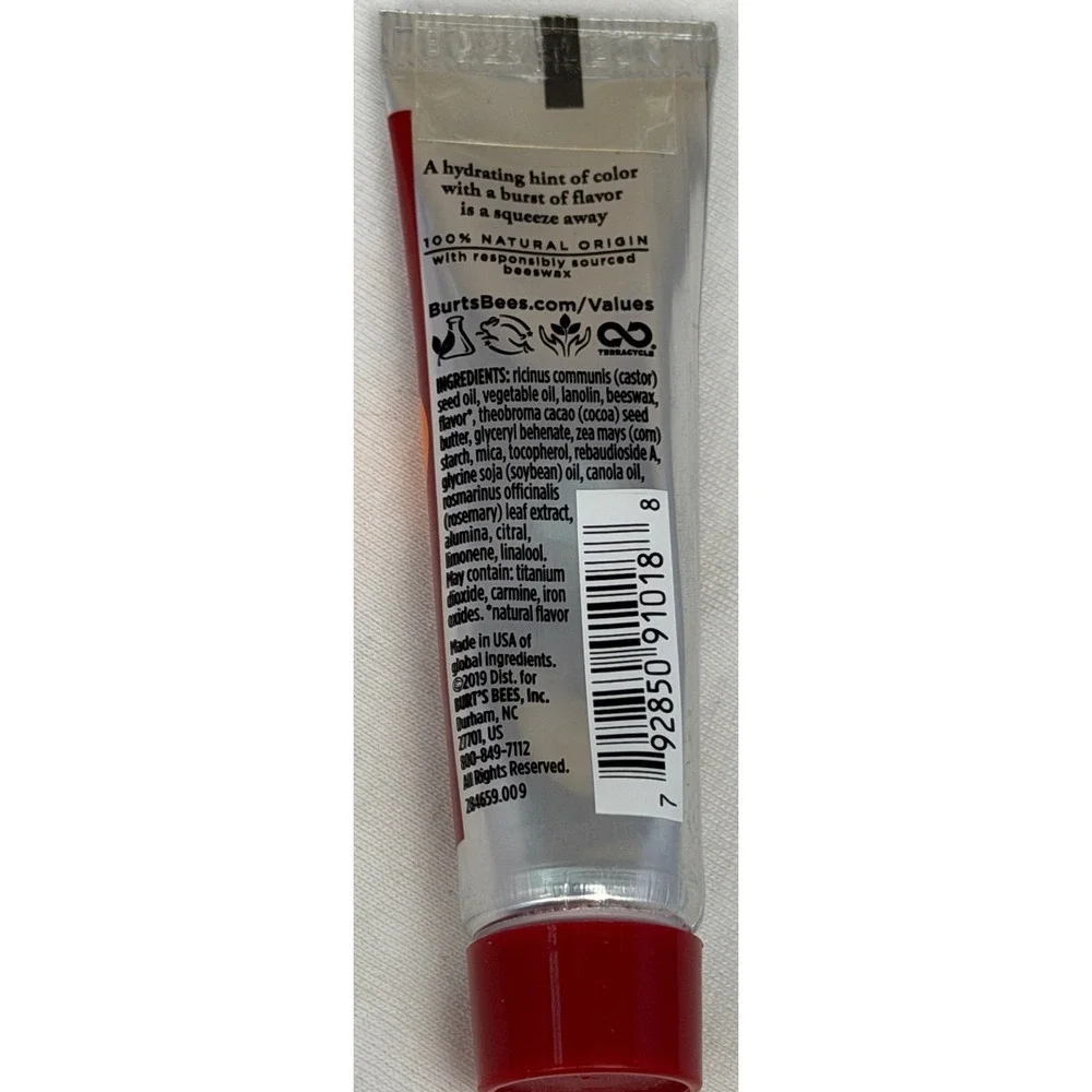 Burts Bees Squeezy Tinted‎ Balm Mandarin Granita 0.43oz Orange Red Lip Gloss NEW